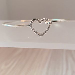 New Directions silver tone CZ heart bangle